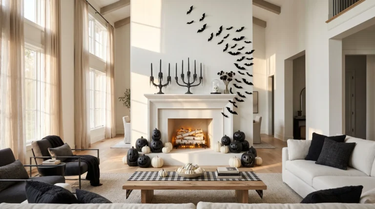 Black and white Halloween decor