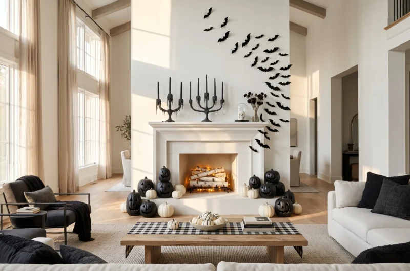 Black and white Halloween decor