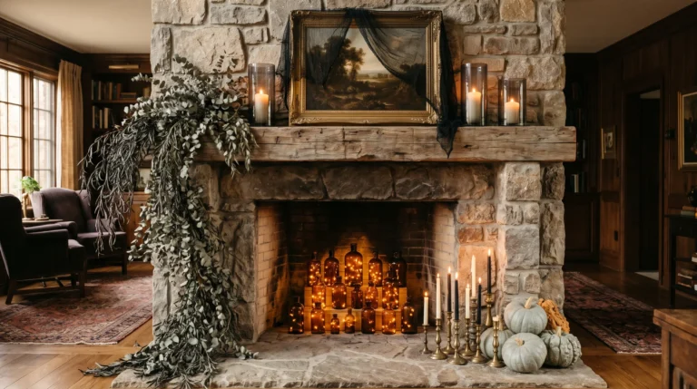 Halloween fireplace decor