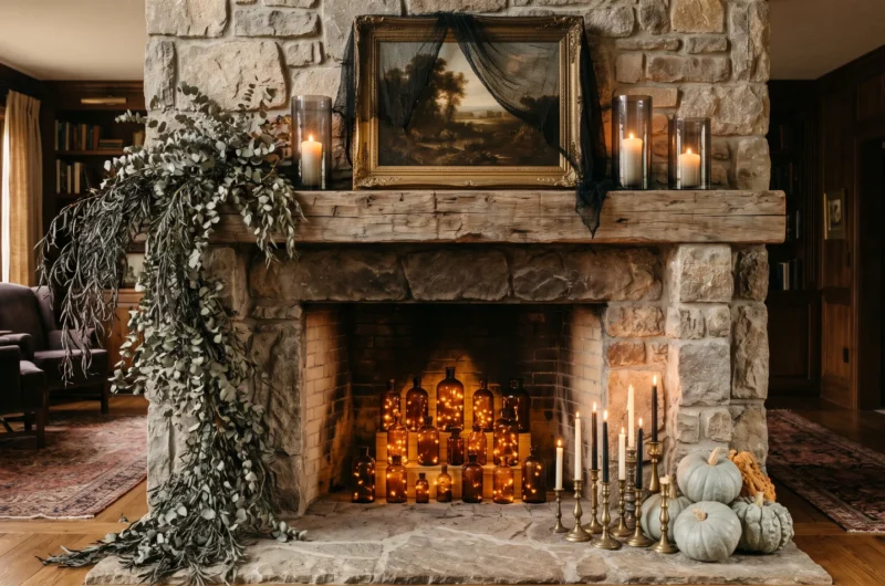 Halloween fireplace decor