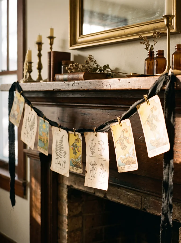 Antique Tarot and Botanical Card Bunting