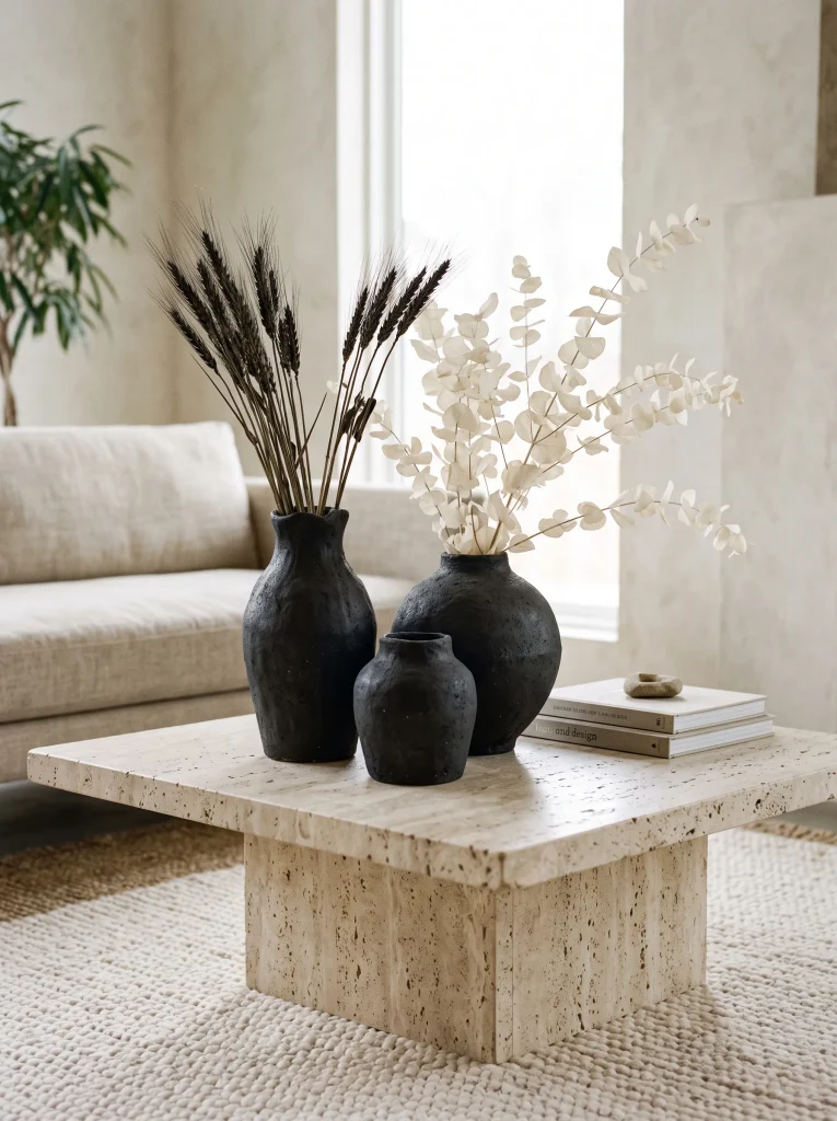 Black Glazed Stoneware Vases