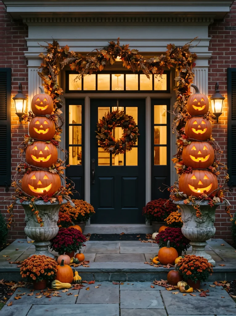 Carved Foam Pumpkin Topiaries