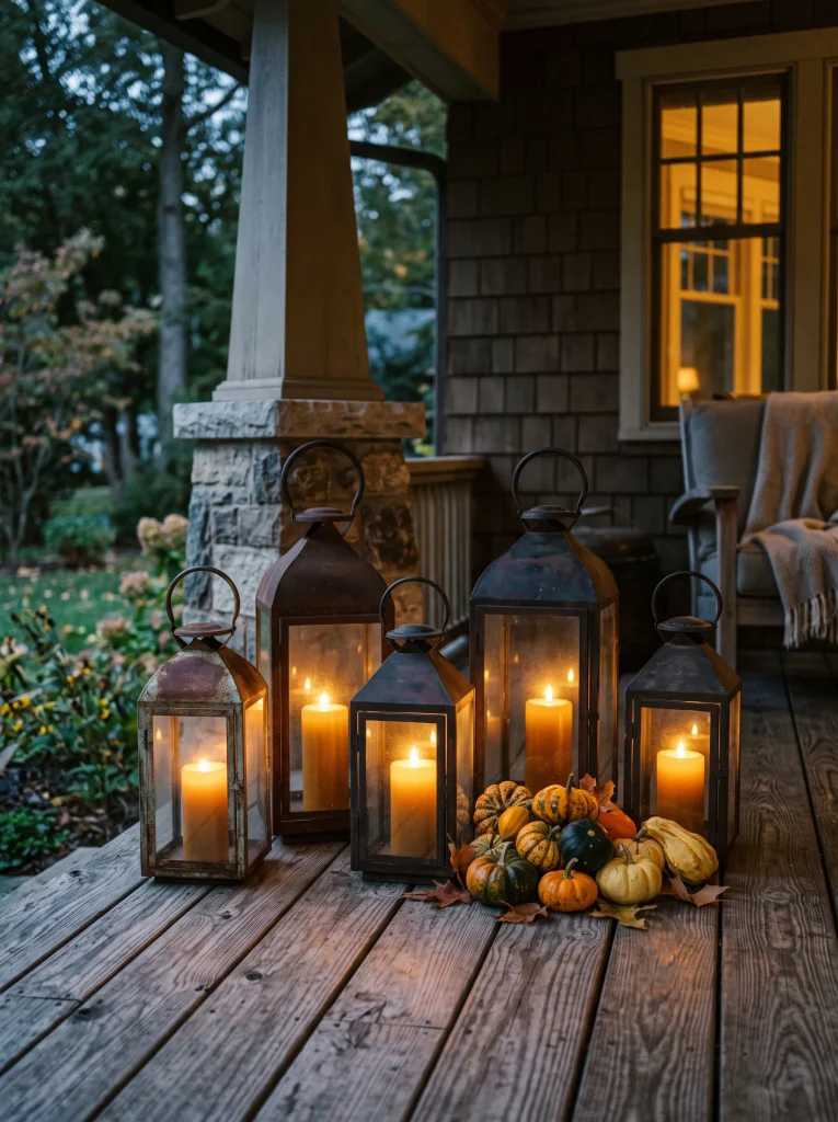 Clustered Rusted Metal Carriage Lanterns