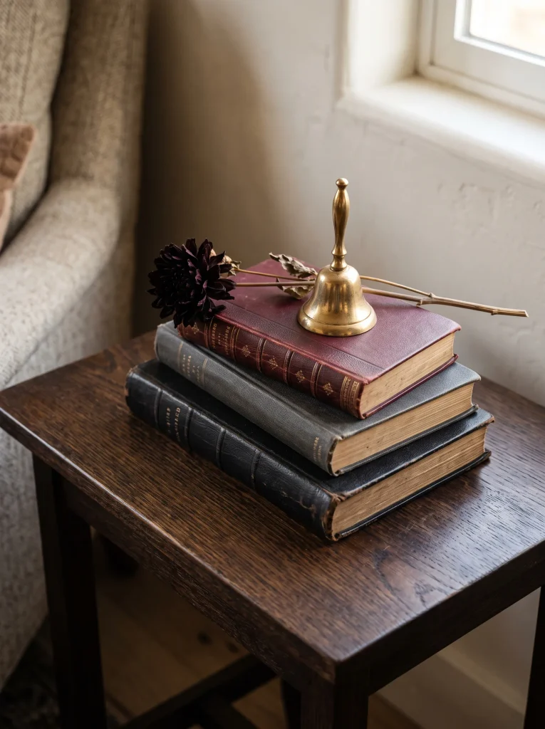Curated Antique Leather Book Stacks