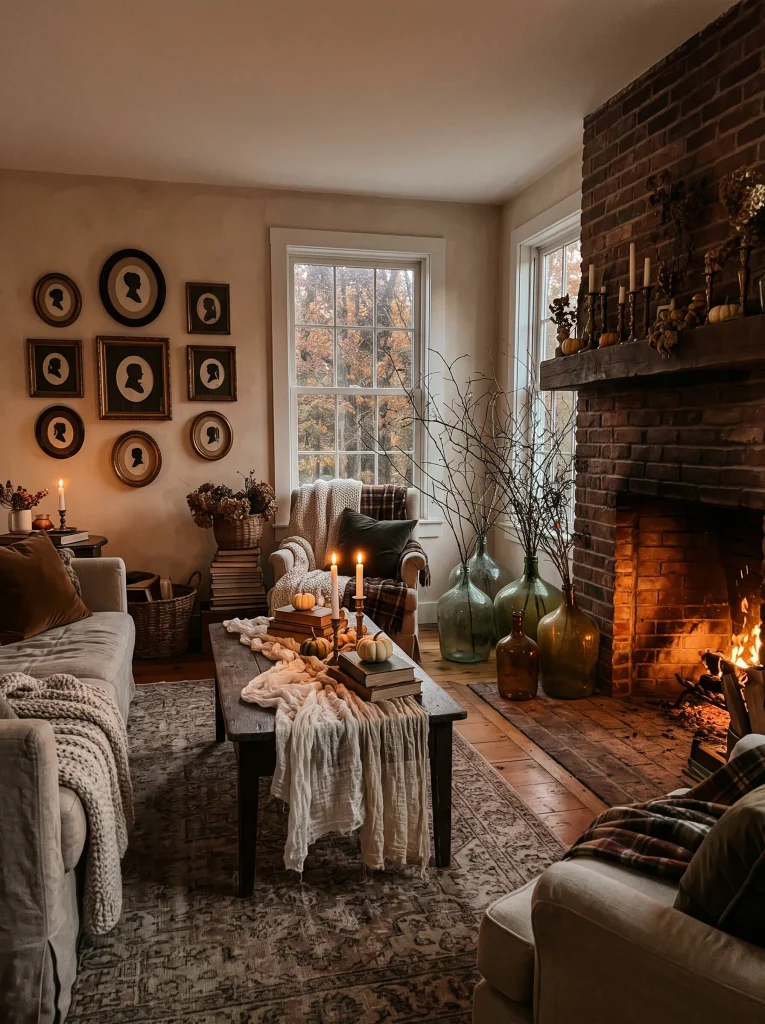 Curated Living Room Vignette for Affordable Halloween Decorations