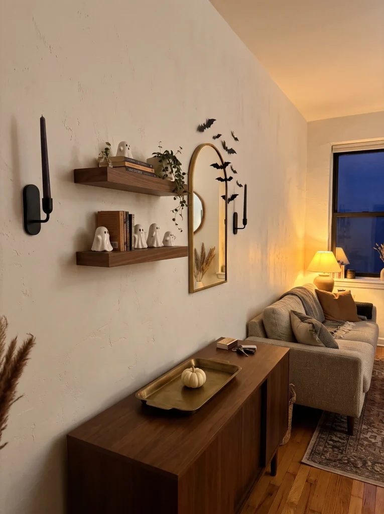 Curated Living Room Vignette for Small Space Halloween Decor