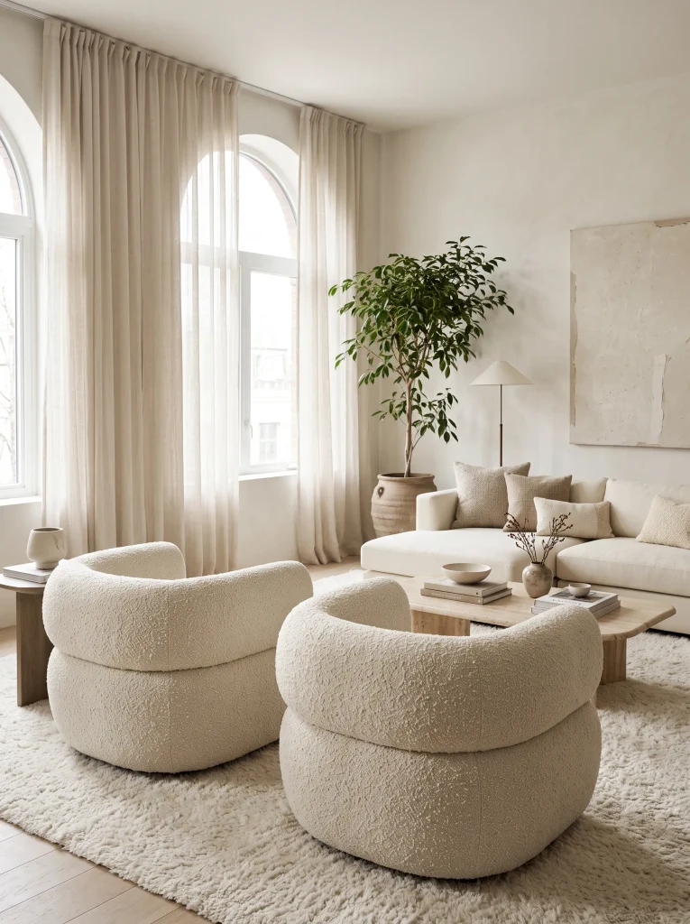 Curved Bouclé Conversation Seating