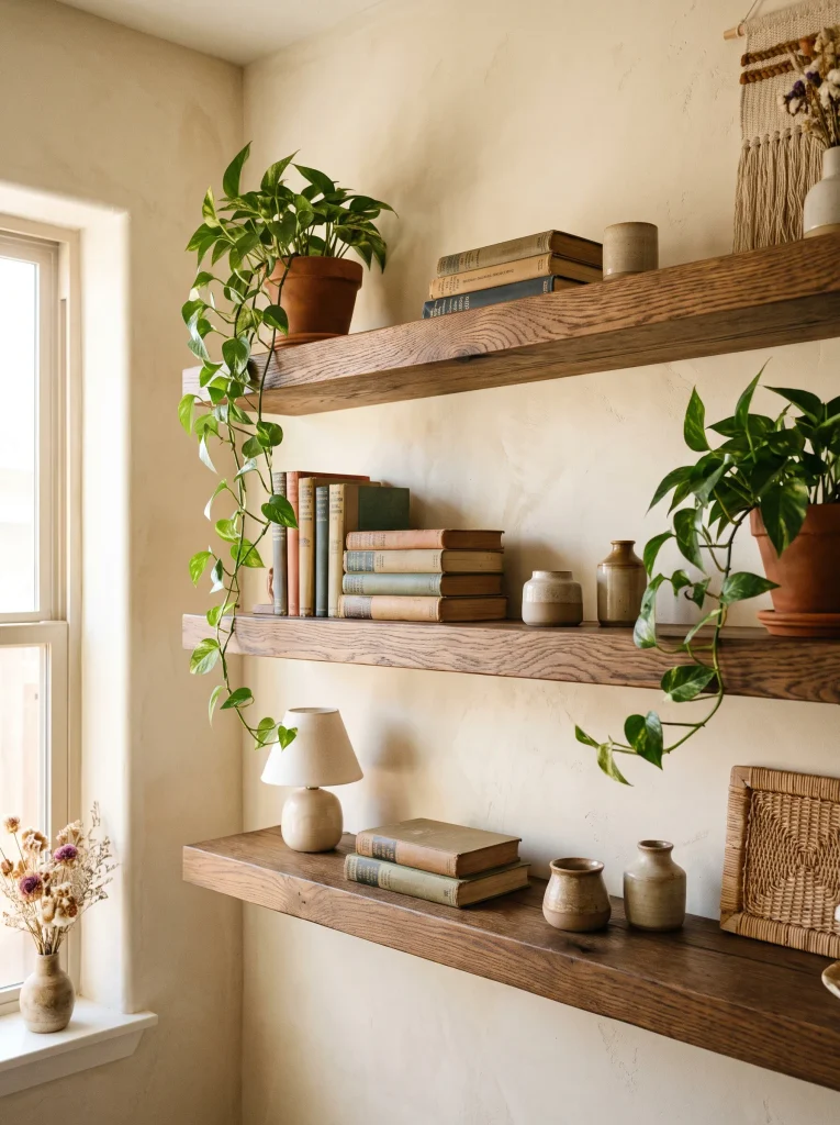 Deep Wood Floating Shelves
