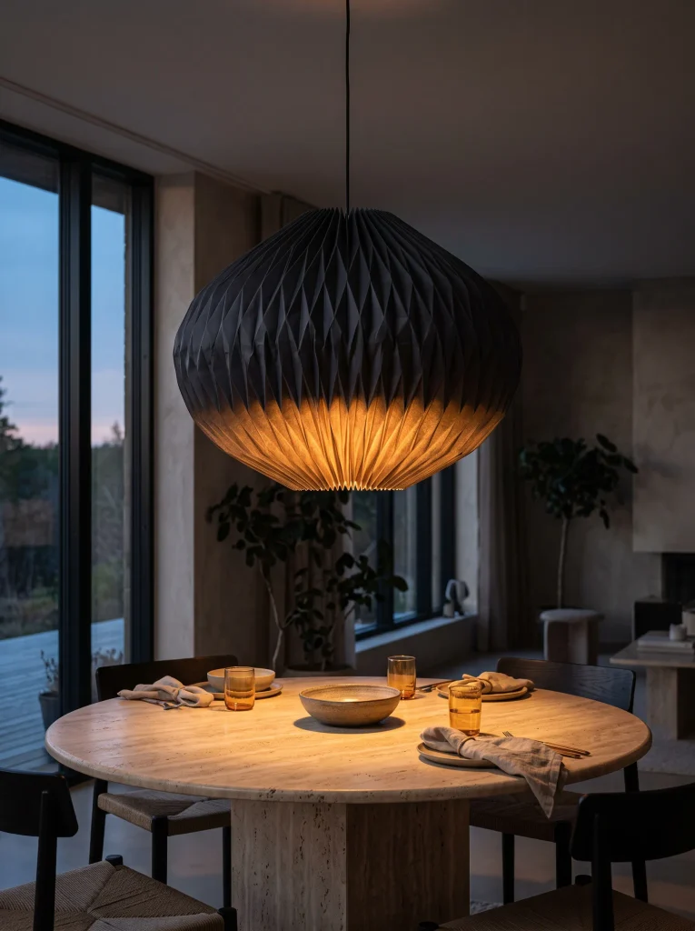Fluted Matte Charcoal Paper Lantern