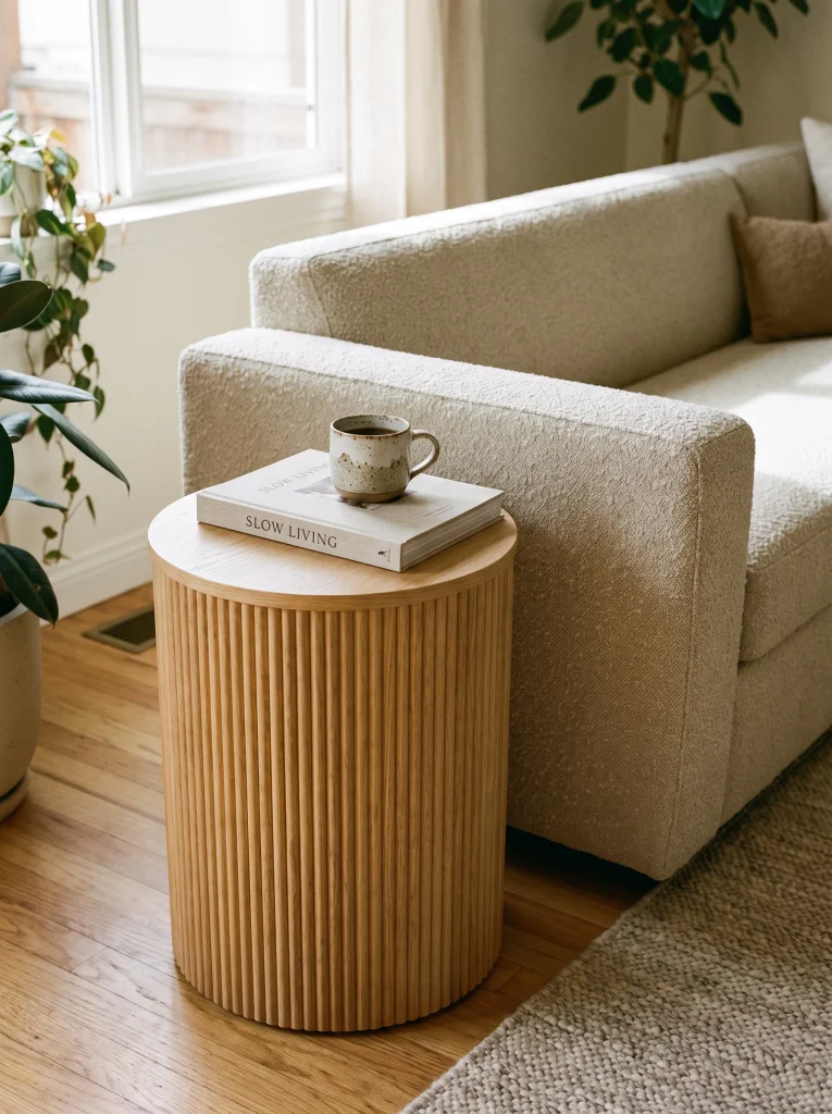 Fluted Wooden Side Table