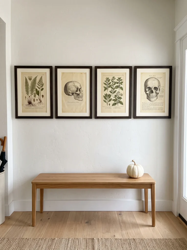 Framed Antique Anatomical Sketches on Entry Gallery Wall