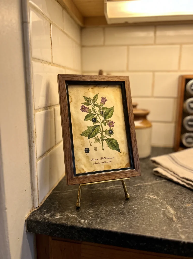 Framed Vintage Botanical Herbarium Print on a Shallow Easel