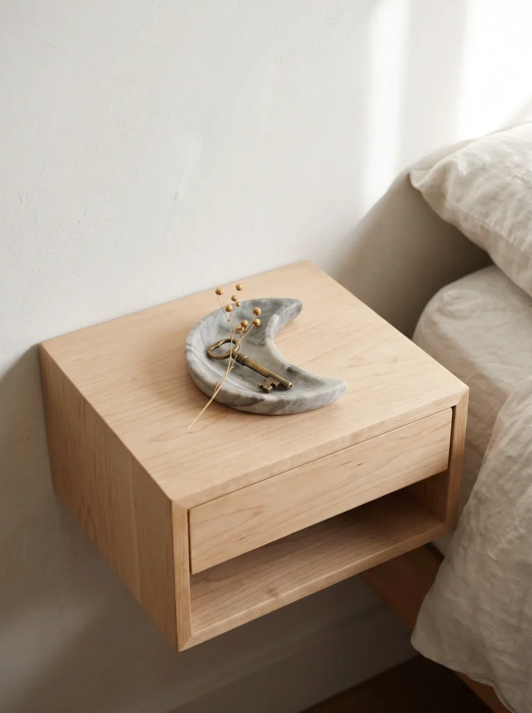 Hand-Carved Soapstone Crescent Moon Catchall on a Bedside Nightstand