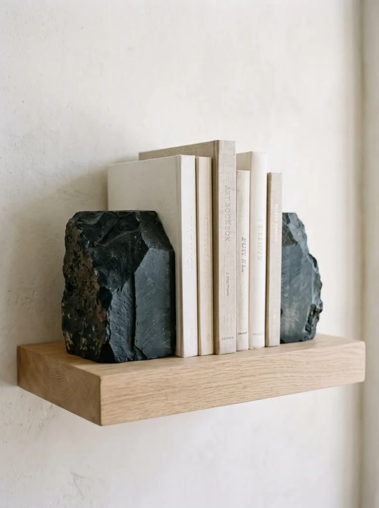 Honed Basalt Stone Bookends