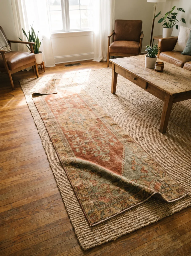 Layered Floor Area Rugs