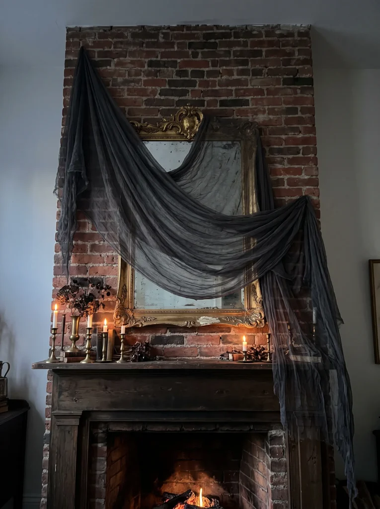Layered Gossamer Spiderweb Curtains