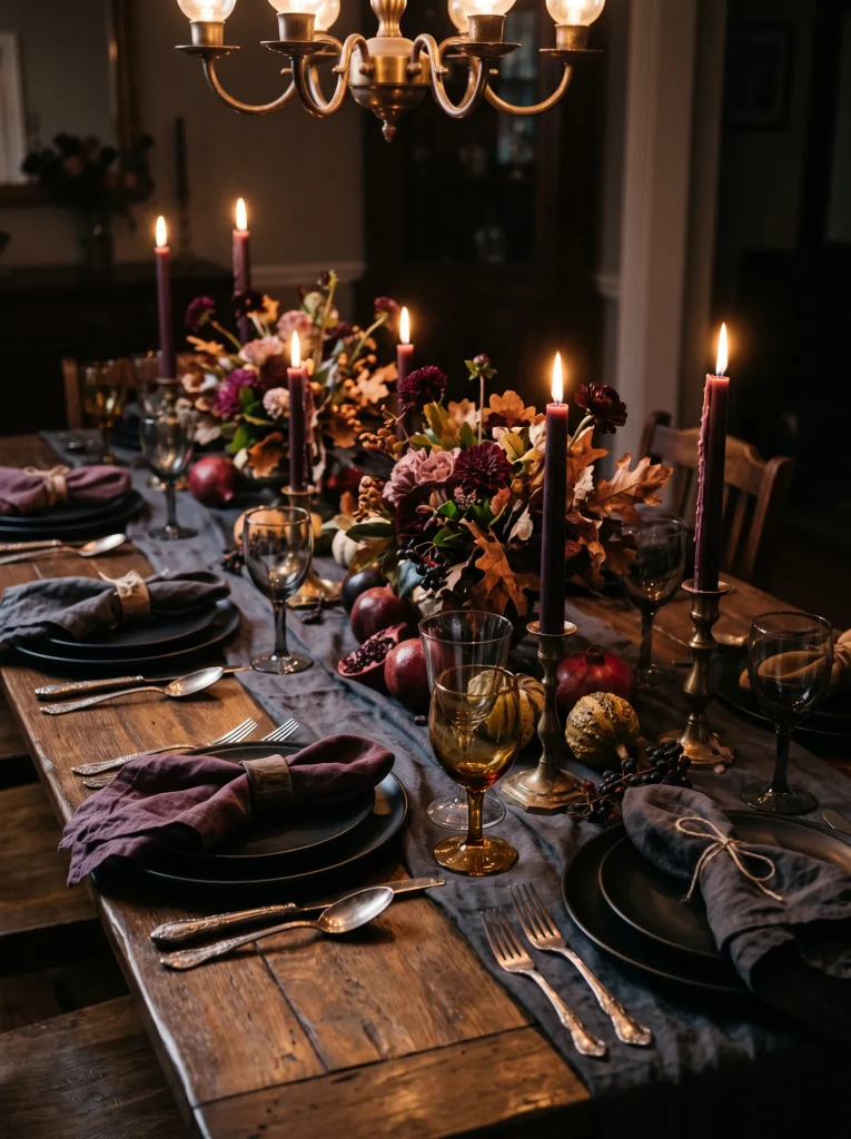 Layered Midnight Linen Tablescapes