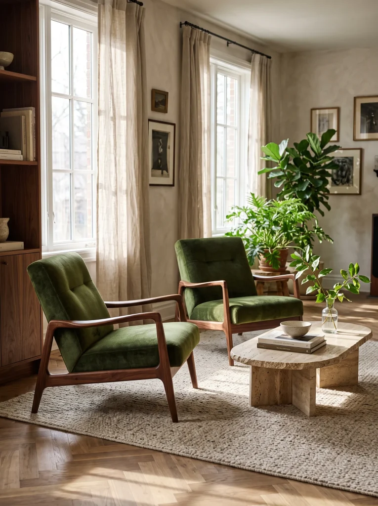 Low Slung Mohair Armchairs