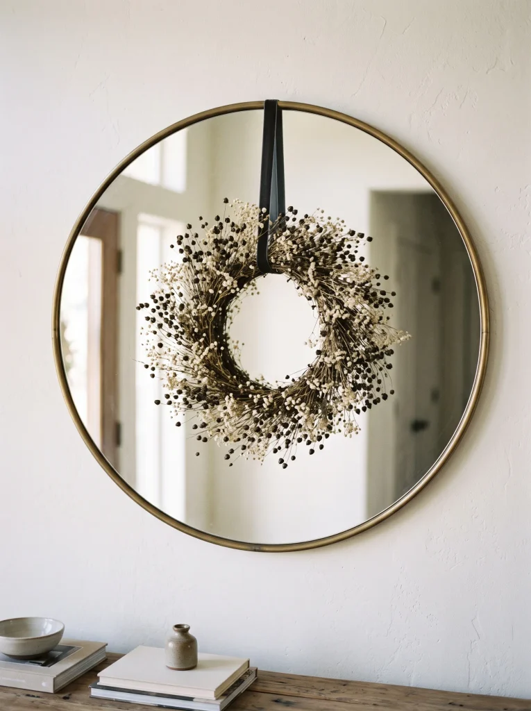 Mirrored Entryway Command Strip Wreath Mount