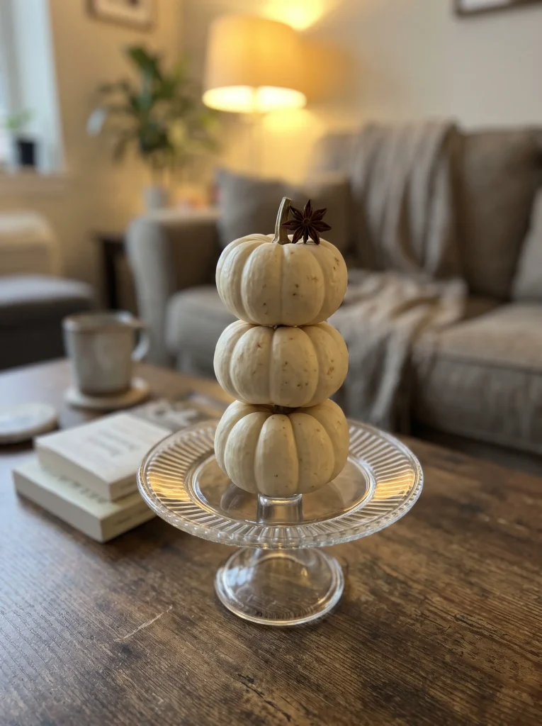 Monochromatic Stack of Miniature White Baby Boo Pumpkins