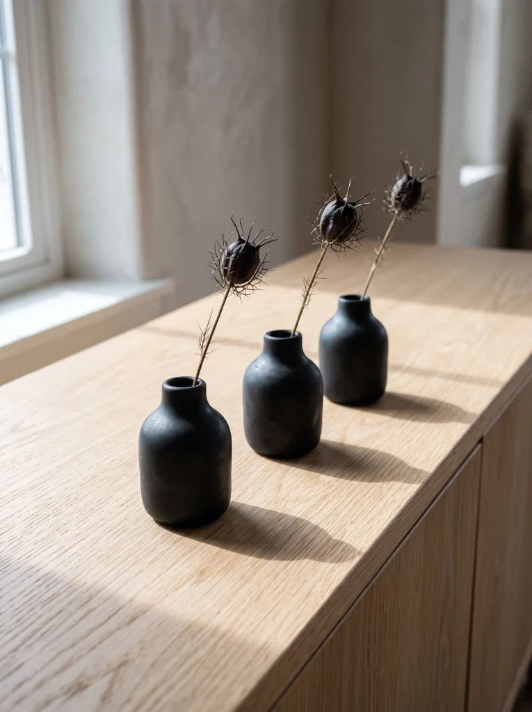 Monochrome Black Glass Bud Vases