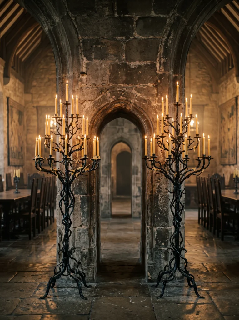 Oxidized Iron Candelabra Towers