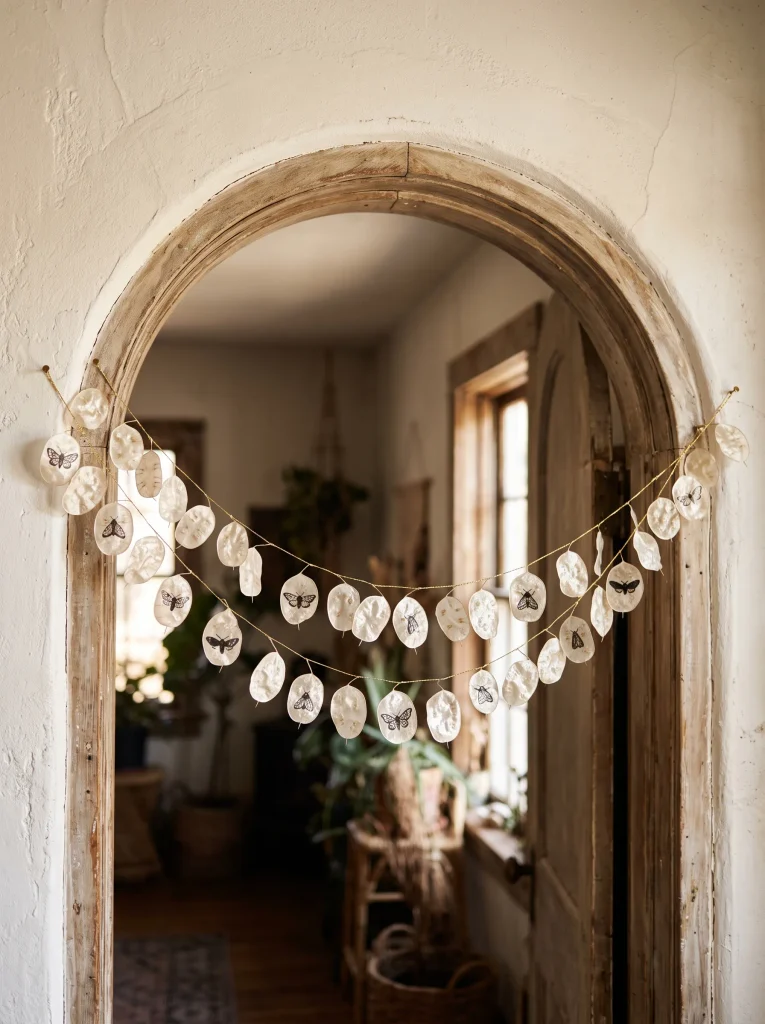 Pressed Wax Lunaria Moth Garlands