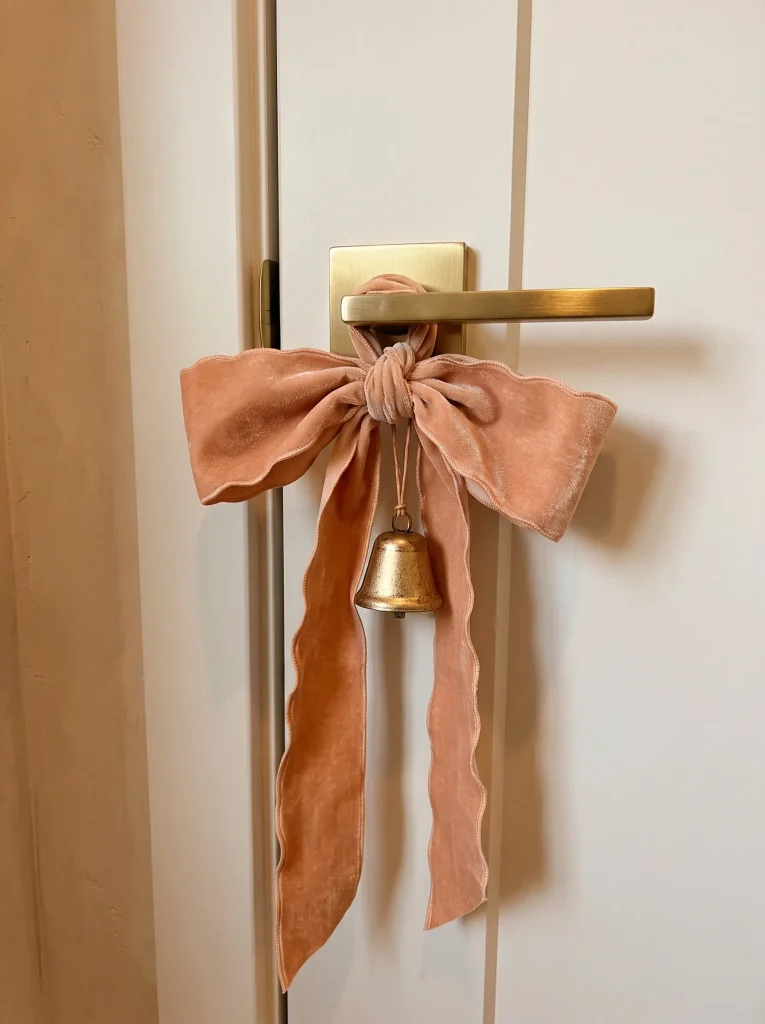 Scalloped Velvet Ribbon Bows on Interior Door Knobs