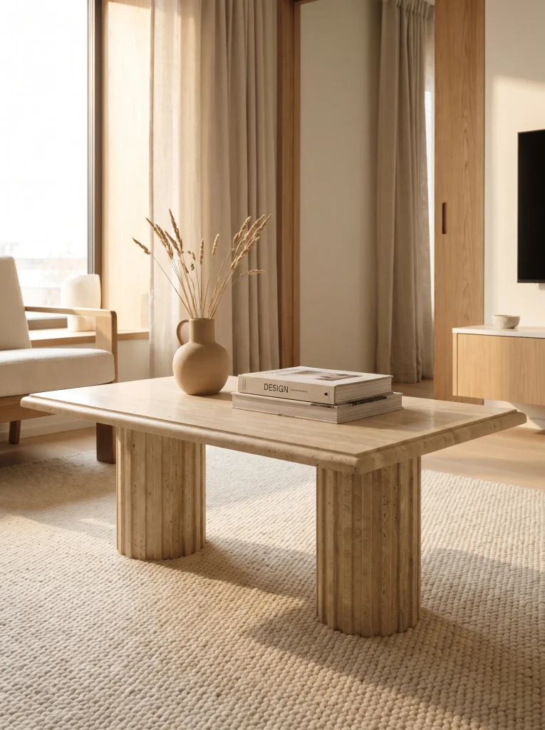 Sculptural Travertine Coffee Table