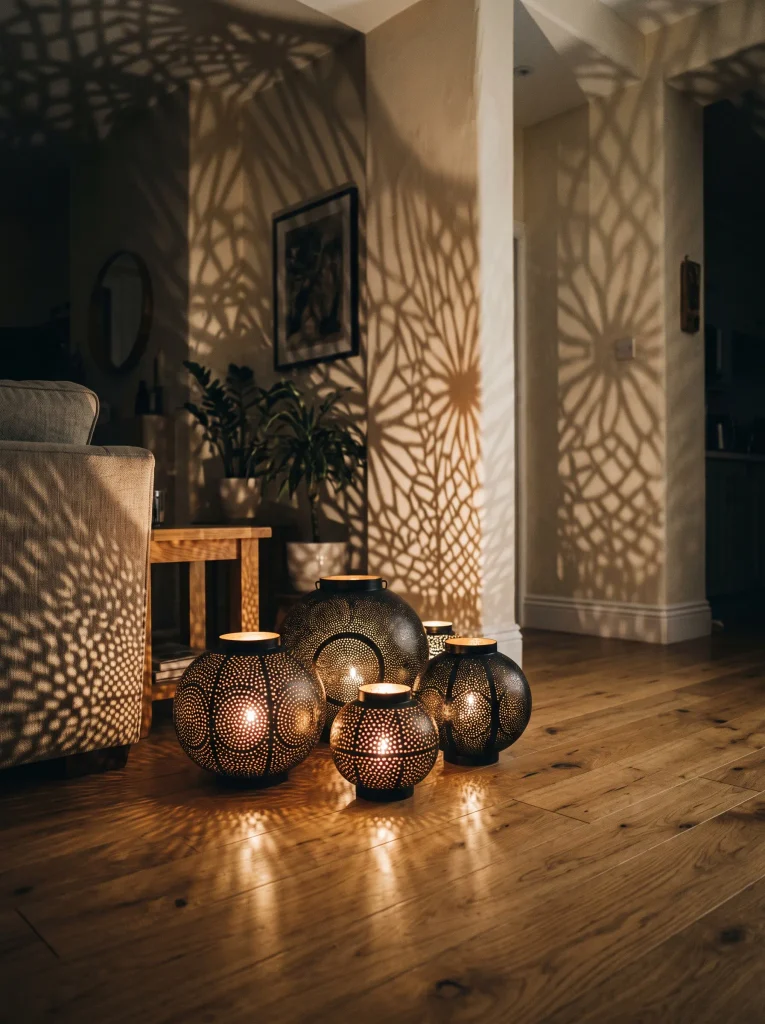Shadow-Casting Perforated Metal Lanterns