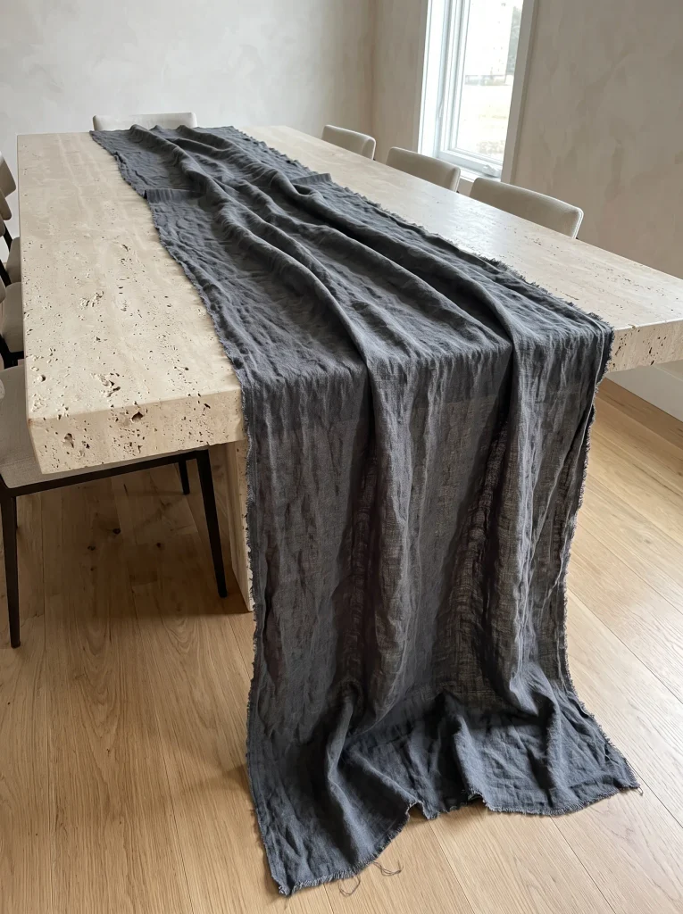 Sheer Charcoal Linen Runner