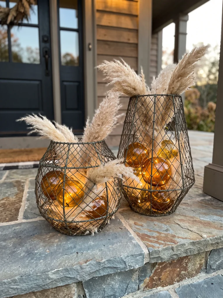 Smoky Bronze Wire Basket Urns