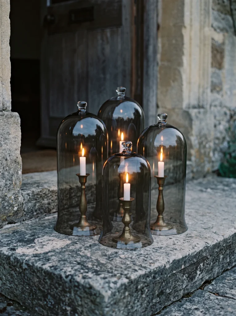 Smoky Hand-Blown Glass Cloche Trio