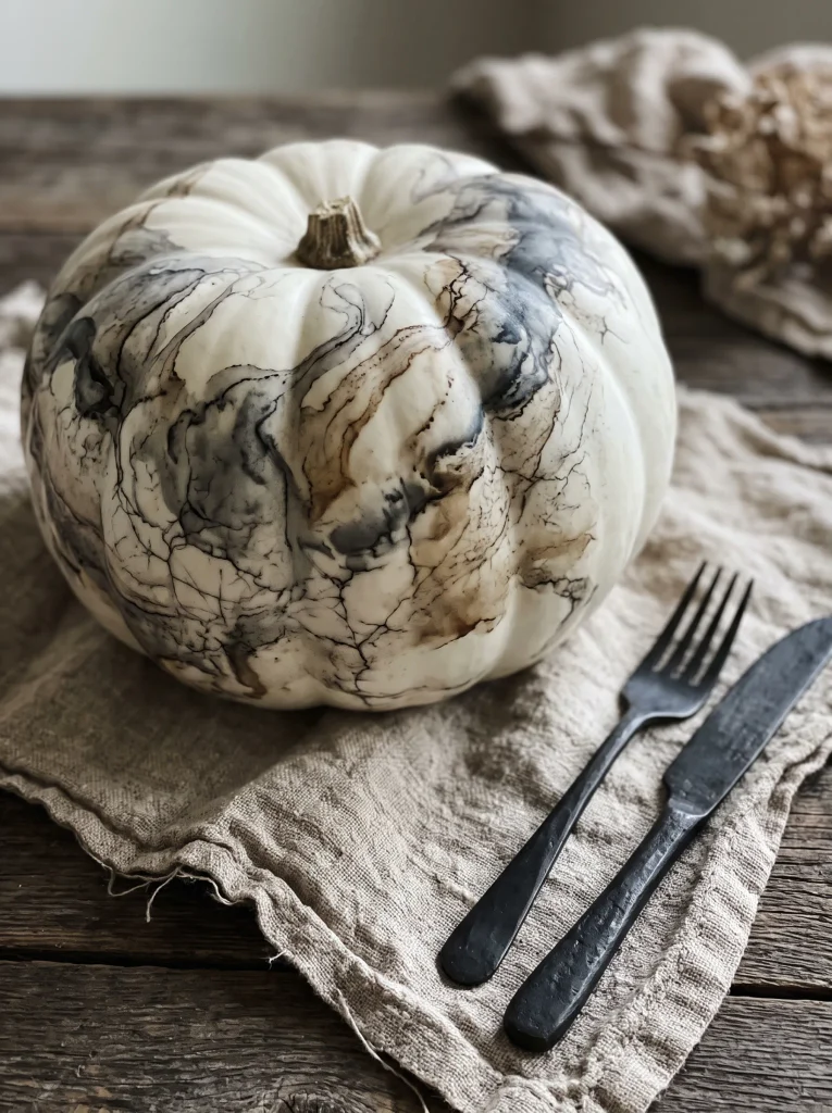 Smoky Marbled Dye Swirls on White Lumina Gourds