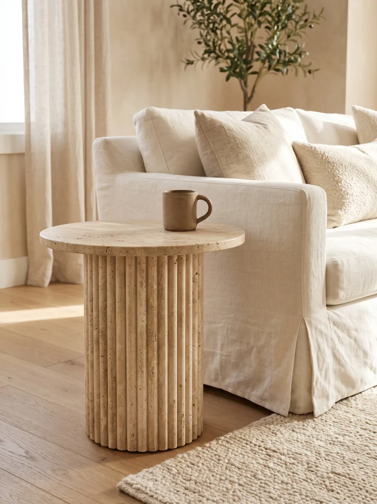 Sollid Travertine Pedestal Accent