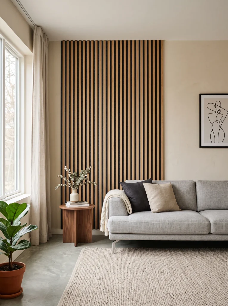 Vertical Natural Wood Slats